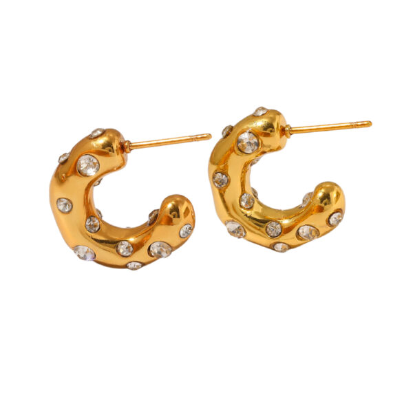 Wholesale Stainless steel diamond-studded earrings for women, gold-colored