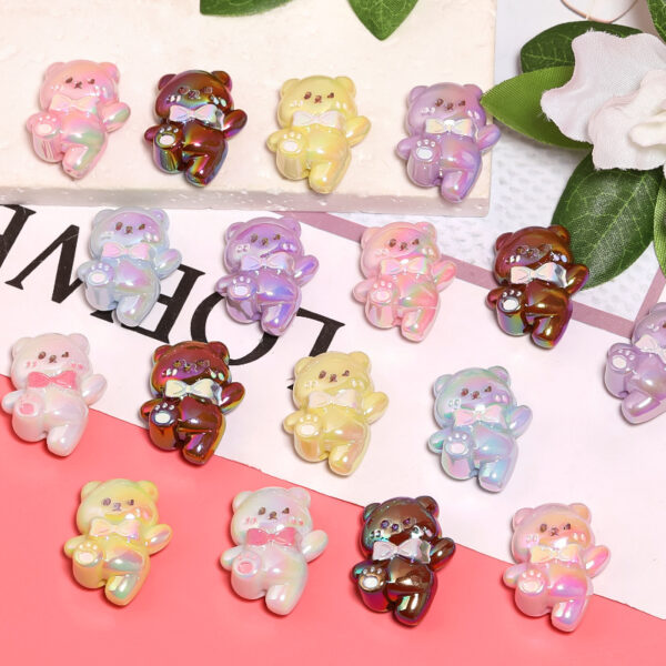 Wholesale 10pcs Cartoon Cream Bow Tie Bear Acrylic Beads