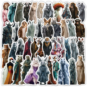 Wholesale 53pcs animal clothing paired with Waterproof Vinyl Stickers