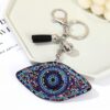 Wholesale velvet diamond devil evil eyes key chain small tassel