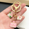 Wholesale Valentine's Day Oil Dripping Pink Love Heart Rose Keychain