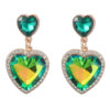 Wholesale Colored diamond studded heart-shaped earrings