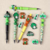 Wholesale 20pcs Cartoon Four Leaf Clover St. Patrick's Day Decoration Highland Cow Silicone Beads