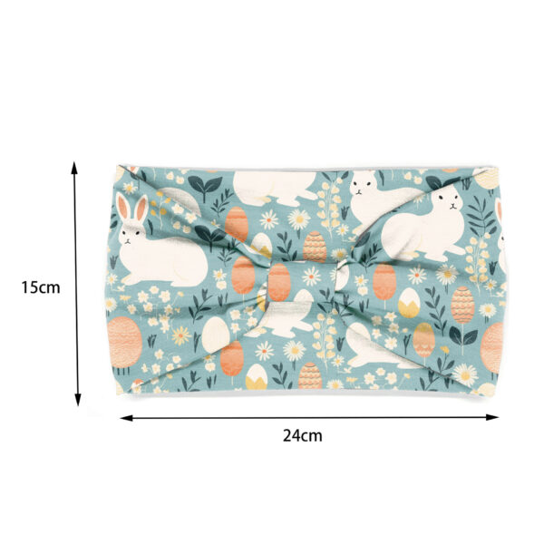 Wholesale Easter egg bunny print elastic wide edge knotted headband