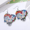 Wholesale Stethoscope Cow Print Heart Flower Pendant Acrylic Earrings