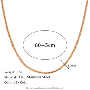 1.8mm s chain-gold necklace -60cm +5cm