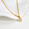 Wholesale Retro lock oval single diamond titanium steel necklace