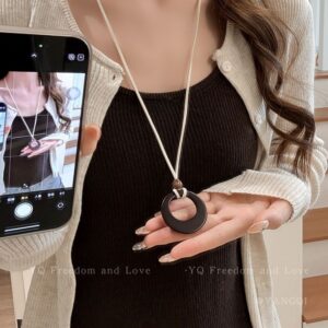 Off-white hollow round long necklace
