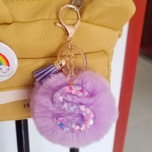 Purple Letter Hair Ball Pendant/S