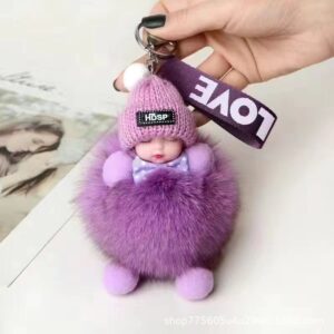 Taro purple / Real fox fur 8cm hair balls