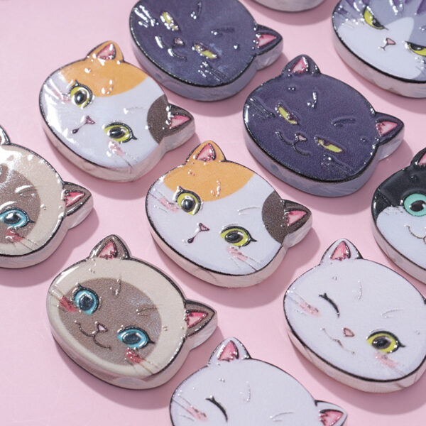 Wholesale 10pcs Beaded Pen Beads DIY Acrylic Cat Relief Phone Chain Beads