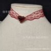 Wholesale Hollow out red lace heart-shaped collarbone chain