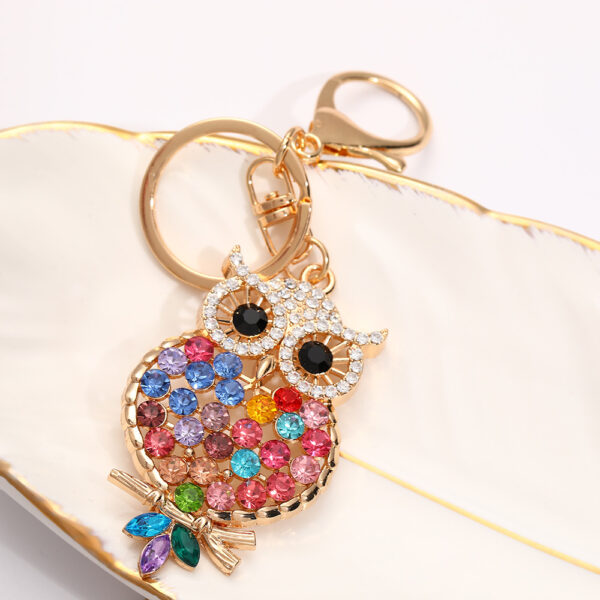 O1CN01jE7ibr2Cv5PXsLMjF_2218609358535-0-cib Wholesale Colorful cartoon diamond studded owl metal keychain