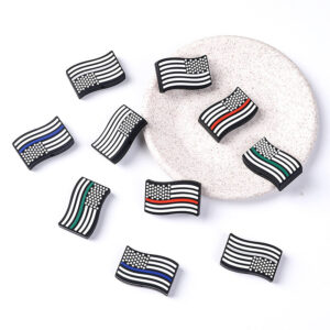 Wholesale 20pcs American Stars and Stripes Food Grade Teether Flag Silicone Beads