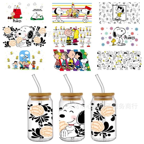 Wholesale UV DTF Crystal Clear Stickers, Cute Cartoon Pattern, 16oz Glass C, Waterproof and Scratch-Resistant,