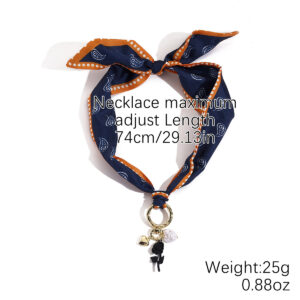 N2508-1 black rose pendant silk scarf necklace