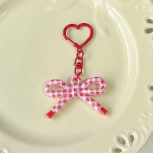 Double-sided printed bow pendant-red
