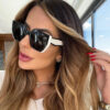 Wholesale Cat's Eye Sunglasses Wide Leg double Color All-match Street Photoshoot Sunglasses