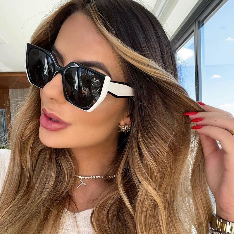 Wholesale Cat's Eye Sunglasses Wide Leg double Color All-match Street Photoshoot Sunglasses