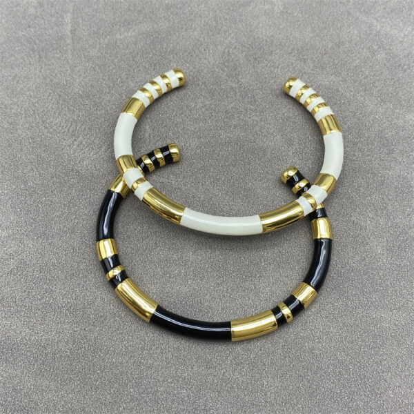 Wholesale Black and white gold layered contrasting wristband