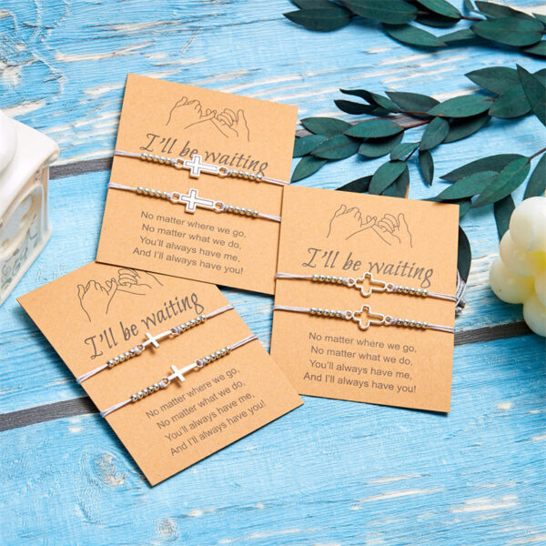 Wholesale Cross couple hollowed out handmade woven paper card bracelet