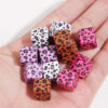 Wholesale 10pcs 12mm printed colored leopard print block acrylic beads