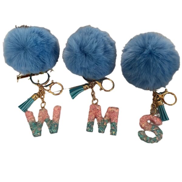 Wholesale Blue letter ball pendant letter keychain
