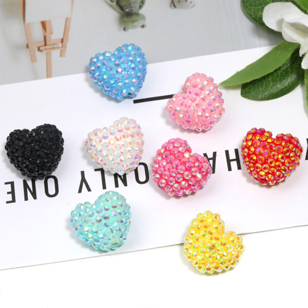 Wholesale Jelly colored heart-shaped diamond core acrylic beads