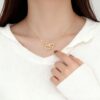 Wholesale Sweet Double Love Stainless Steel Necklace