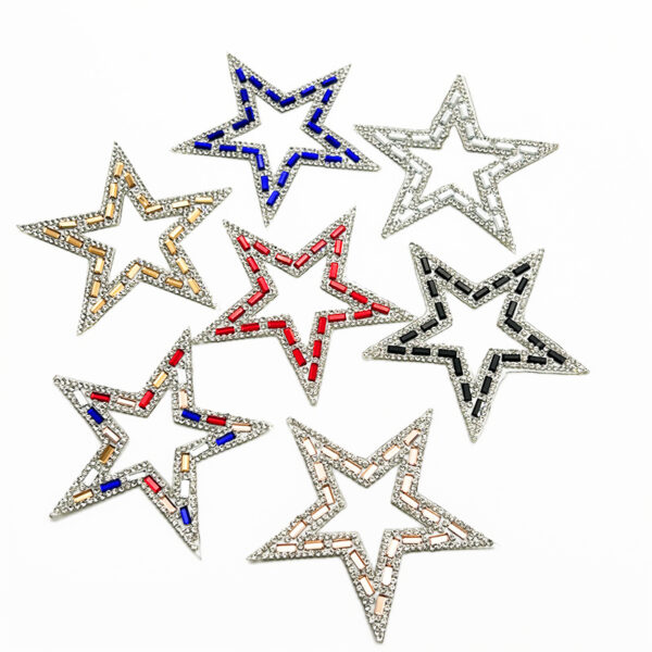 Wholesale 8cm pentagram hot stamping diamond hollow embroidery DIY Patches
