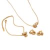 Wholesale Stainless steel gold double-ring linked artificial zircon necklace, bracelet, and earrings