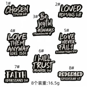 English text cloth stickers set of 8 pieces
