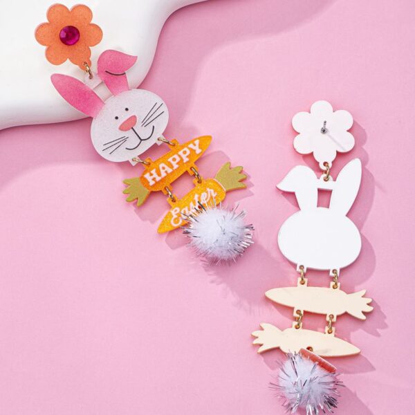 Wholesale Easter Pink Purple Rabbit Easter Egg Acrylic Earrings