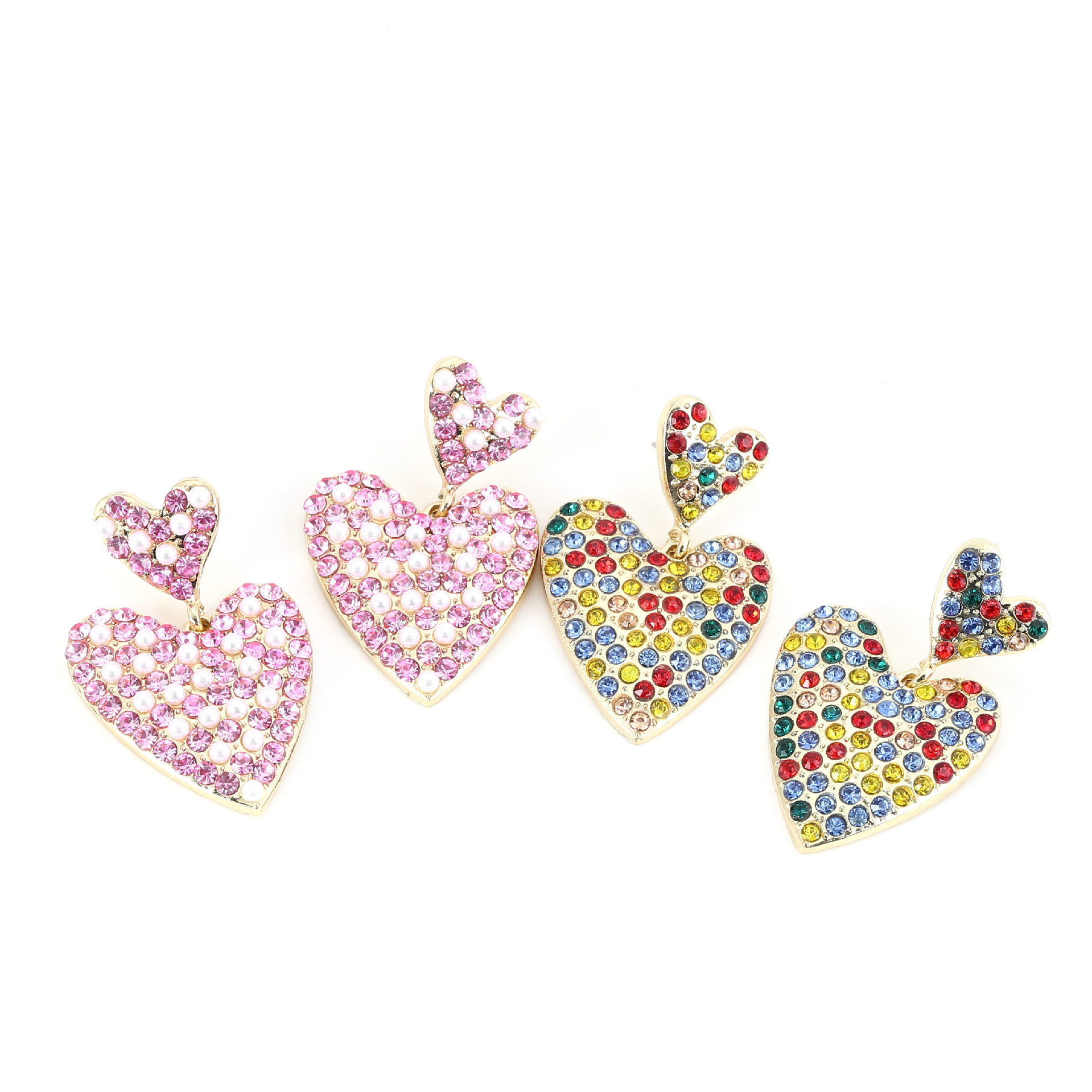 Wholesale love inlaid pearl diamond alloy earrings