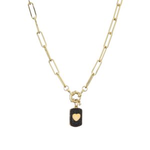 Golden gun black diamond love necklace
