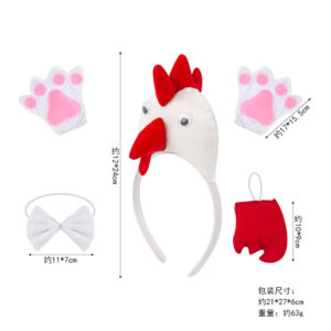 Three-dimensional white chicken three-piece white gloves