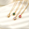 Wholesale Retro oval gemstone titanium steel lock chain