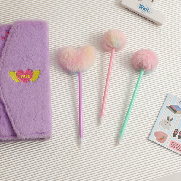 Wholesale Cartoon Heart-shaped Hair ball Student Ballpoint Pen