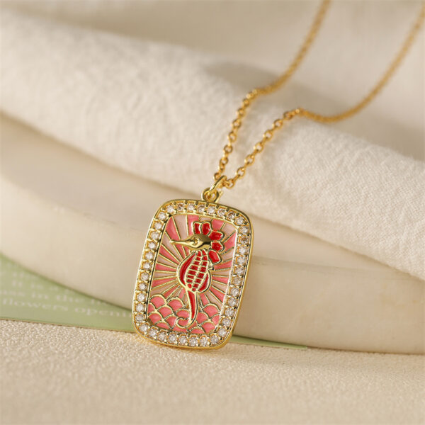 O1CN01jaQMX51QOw7EOGc4v_3064811967-0-cib Wholesale Colorful Drip Oil Shell Conch Tarot Pendant Necklace with Micro Set Colored Zircon