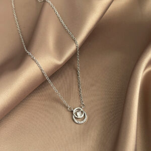 Cross ring zircon necklace