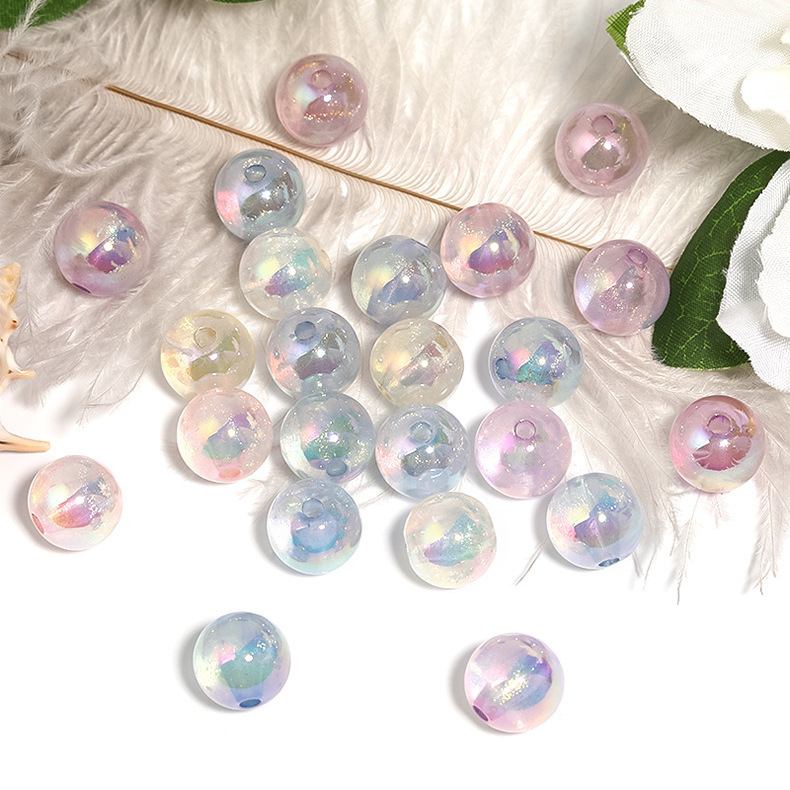 Wholesale 12mm luminous fine glitter glass Acrylic Beads