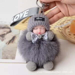 Dark gray / Real fox fur 8cm hair balls