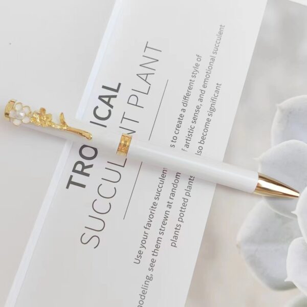 Wholesale Pearl Flower Pen Clip Cartoon Metal Pen