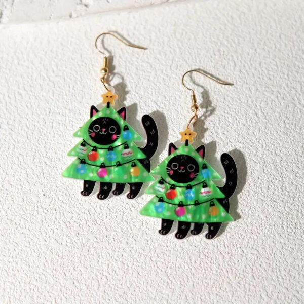 Wholesale Christmas tree cat acrylic earrings