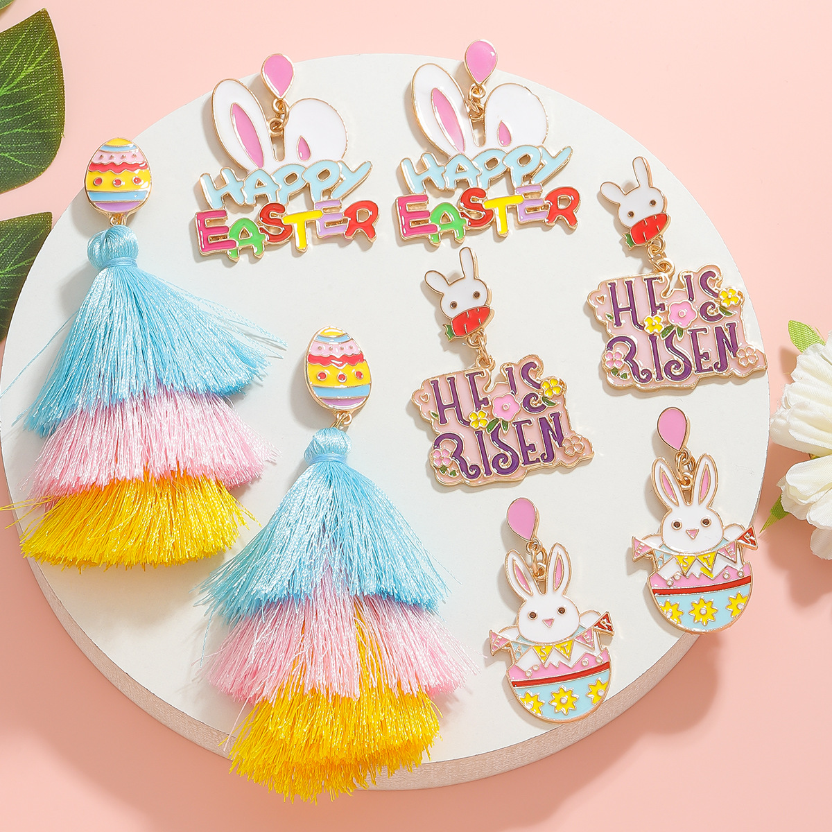 Wholesale Cute Rabbit Easter Letter Radish E Earrings