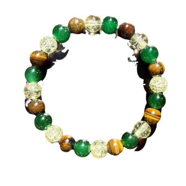 Wholesale Natural Tiger Eye Stone Green Agate White Crystal Bracelet