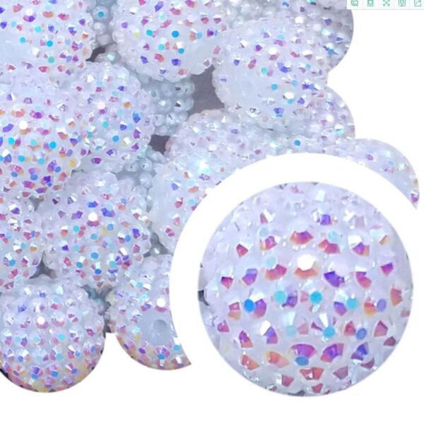 Wholesale 5PCS 20MM Resin Jelly White AB Diamond Beads