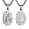 Wholesale Double sided portrait medal cross stainless steel necklace
