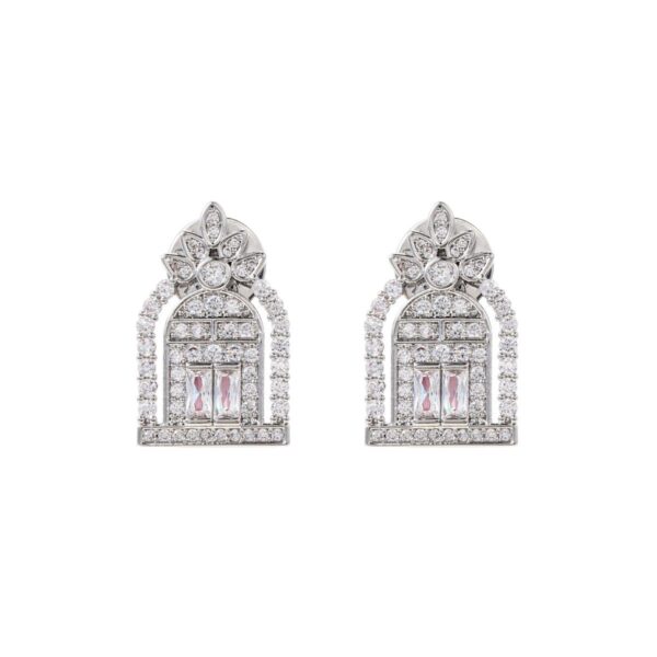 Wholesale Zircon Geometric Hollow Happiness Gate Earrings