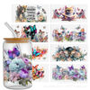 Wholesale Butterfly sunflower printing 16oz Cup UV DTF Wraps,
